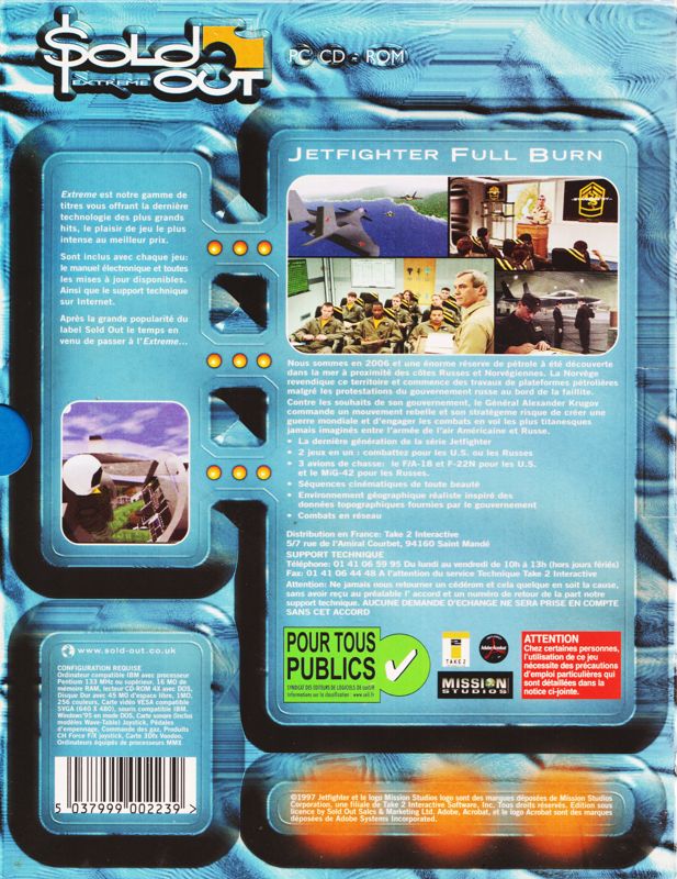 Back Cover for JetFighter: Full Burn (DOS) (Sold Out Extreme release)