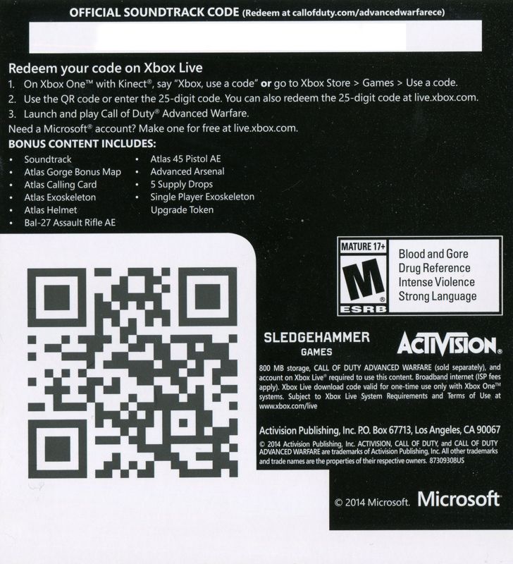 Call of Duty: Advanced Warfare Day Zero Edition Microsoft Xbox 360