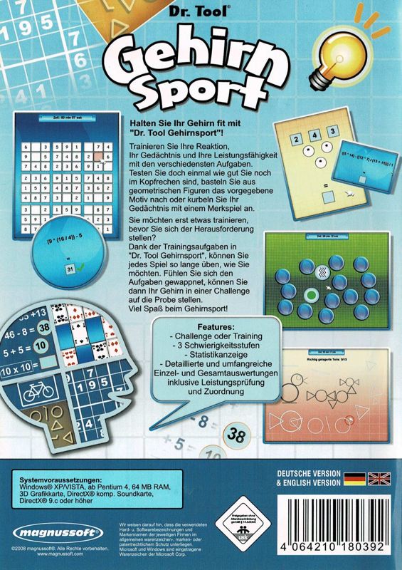 Back Cover for Dr. Tool: Gehirn Sport (Windows) (Re-release)