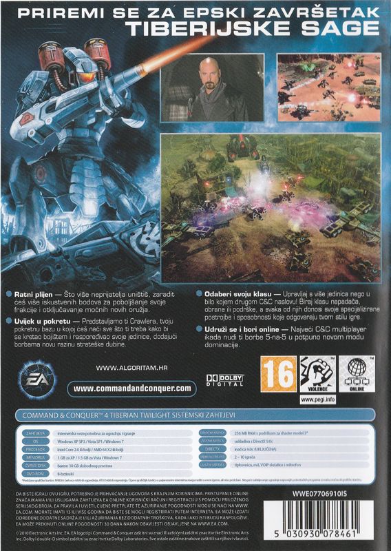Back Cover for Command & Conquer 4: Tiberian Twilight (Windows)