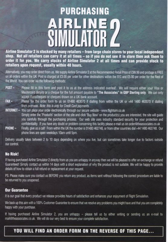 Advertisement for Airbus 2000 (Windows): Six panel foldout for Airline Simulator 2: Panel 6