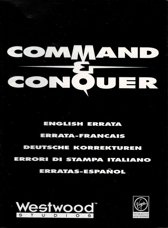 Manual for Command & Conquer (DOS): Manual Errata - Front