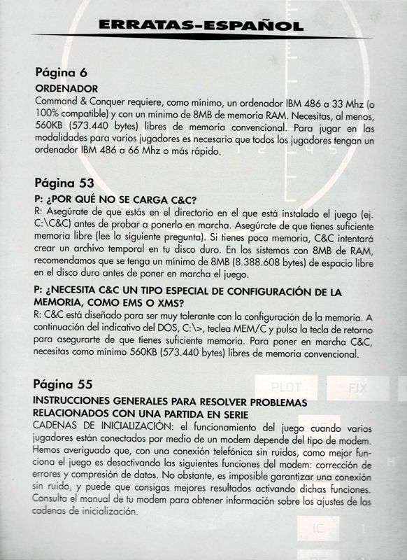 Manual for Command & Conquer (DOS): Manual Errata - Back