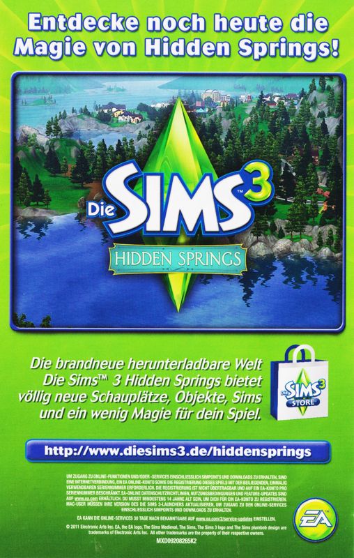 Advertisement for The Sims 3: Pets (Macintosh and Windows): Die Sims 3: Hidden Springs