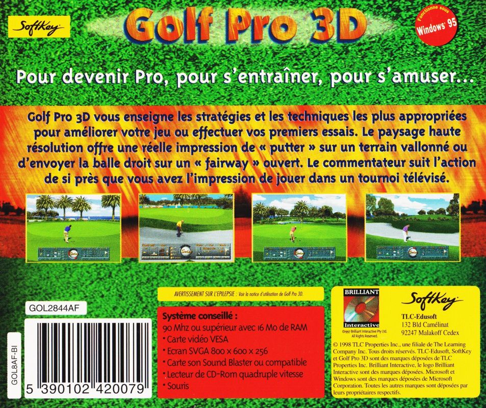 Back Cover for Golf Pro 2000 Downunder (Windows) (TLC-Edusoft/Softkey release (1998))