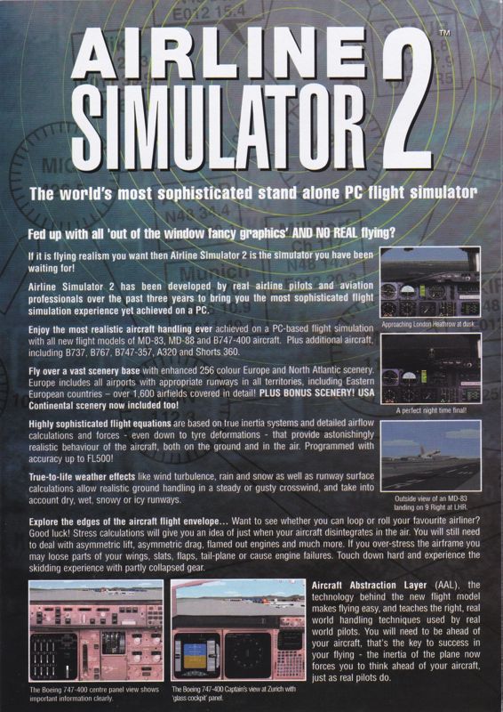 Advertisement for Airbus 2000 (Windows): Six panel foldout for Airline Simulator 2: Panel 4