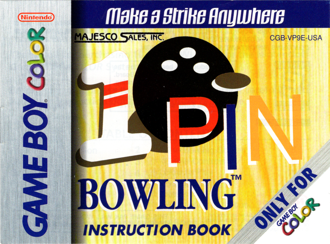 Manual for 10-Pin Bowling (Game Boy Color): Front