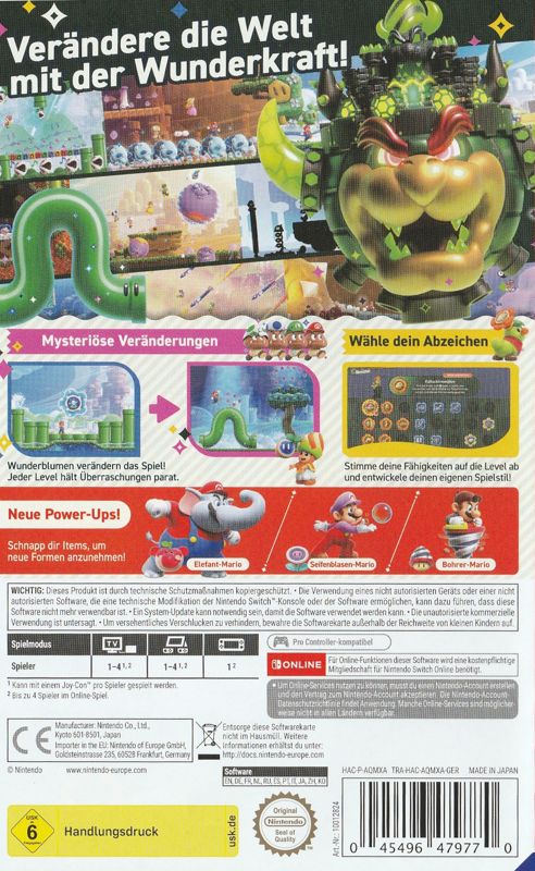 Back Cover for Super Mario Bros. Wonder (Nintendo Switch)