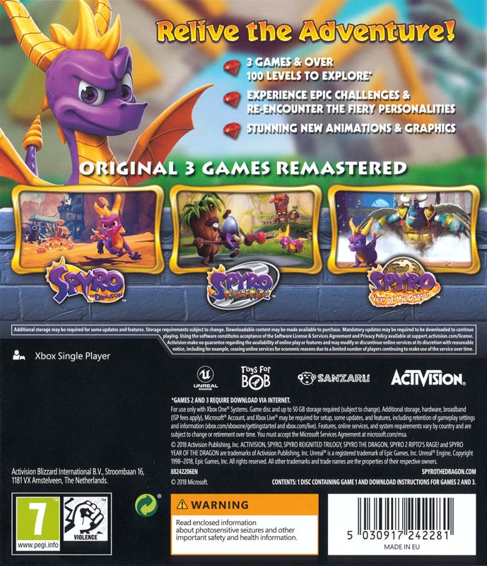 Spyro: Reignited Trilogy cover or packaging material - MobyGames