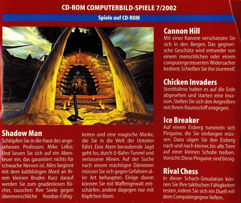 Other for Chicken Invaders (Windows) (Computer Bild Spiele 07/2002 covermount): Back cover (for Jewel Case)