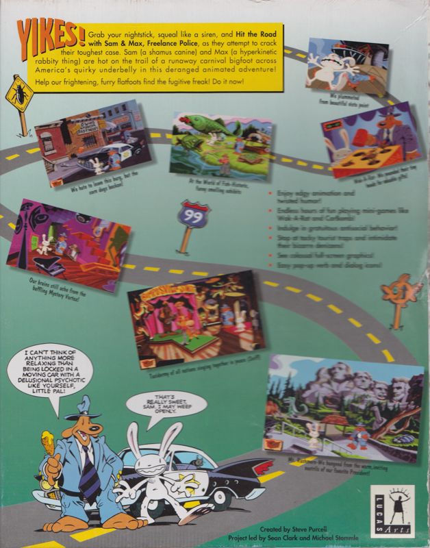 Back Cover for Sam & Max: Hit the Road (DOS) (1st release CD-ROM #634031)