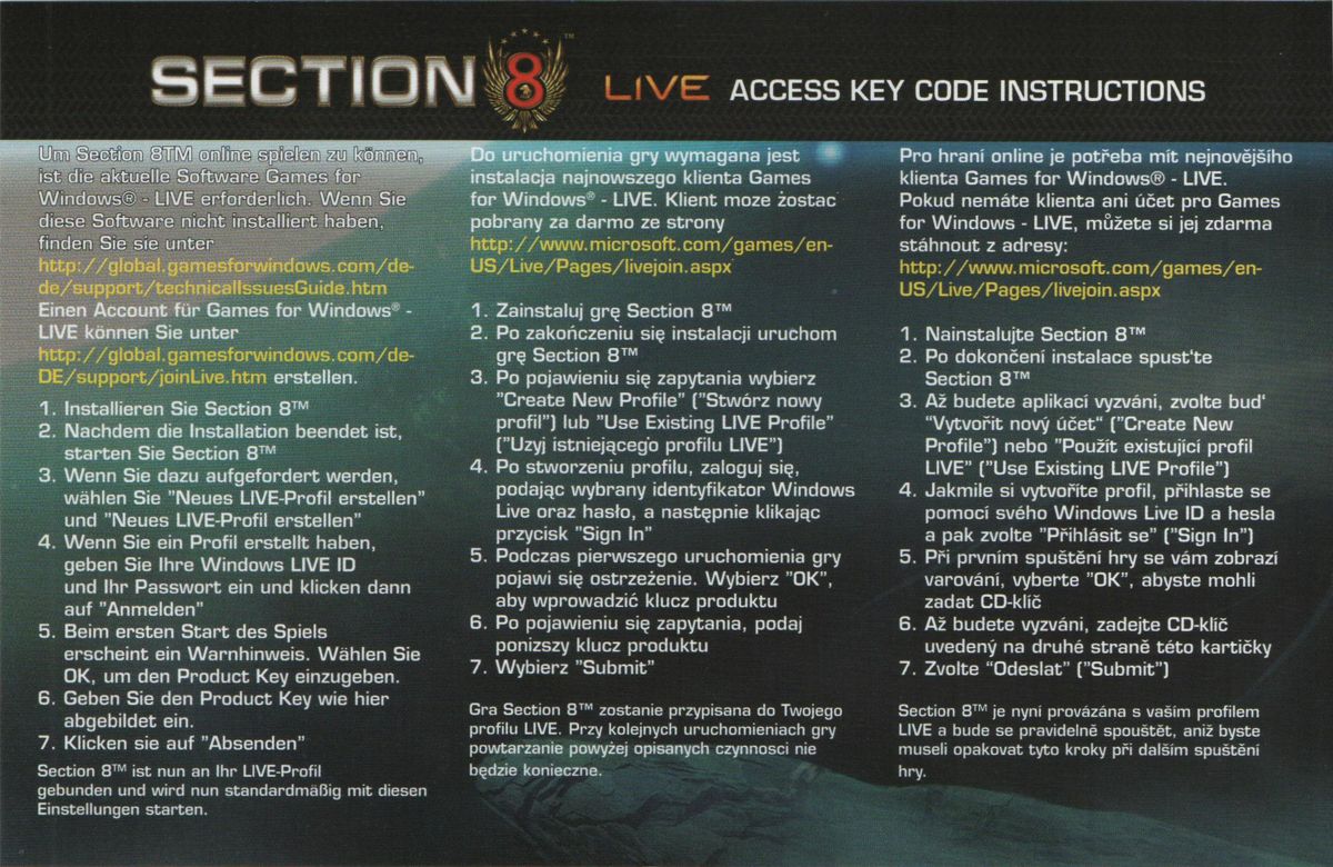 Extras for Section 8 (Windows): Live access - Front