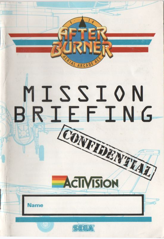 Manual for After Burner II (Atari ST): Front
