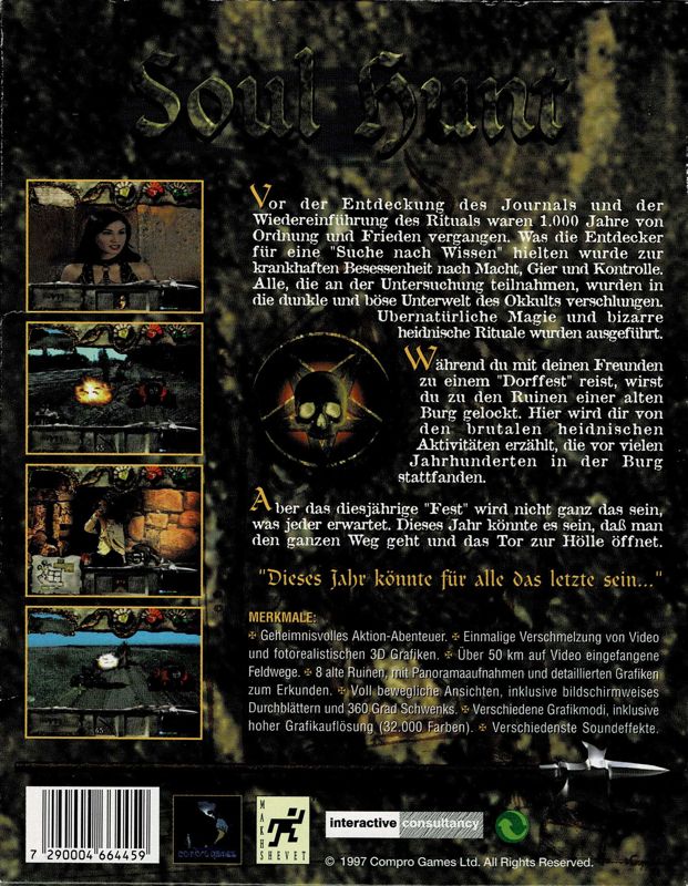 Back Cover for Soul Hunt (DOS)