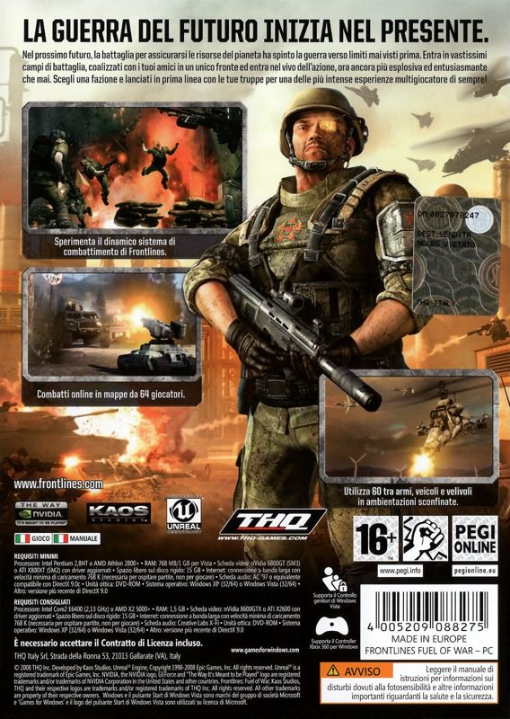 Back Cover for Frontlines: Fuel of War (Windows)