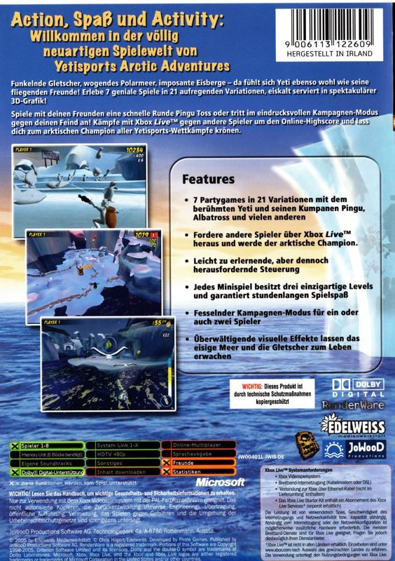 Back Cover for Yetisports: Arctic Adventures (Xbox)