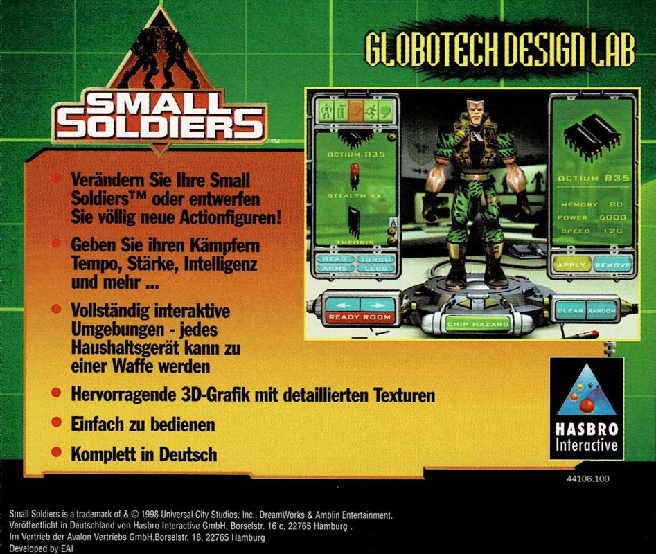 Other for Small Soldiers: Globotech Design Lab (Windows): Jewel Case - Back