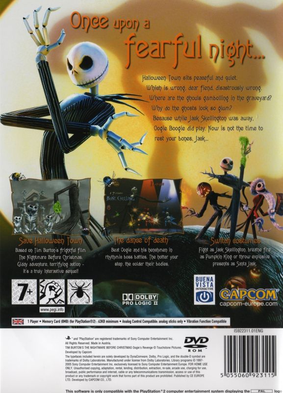 Back Cover for Tim Burton's The Nightmare Before Christmas: Oogie's Revenge (PlayStation 2)