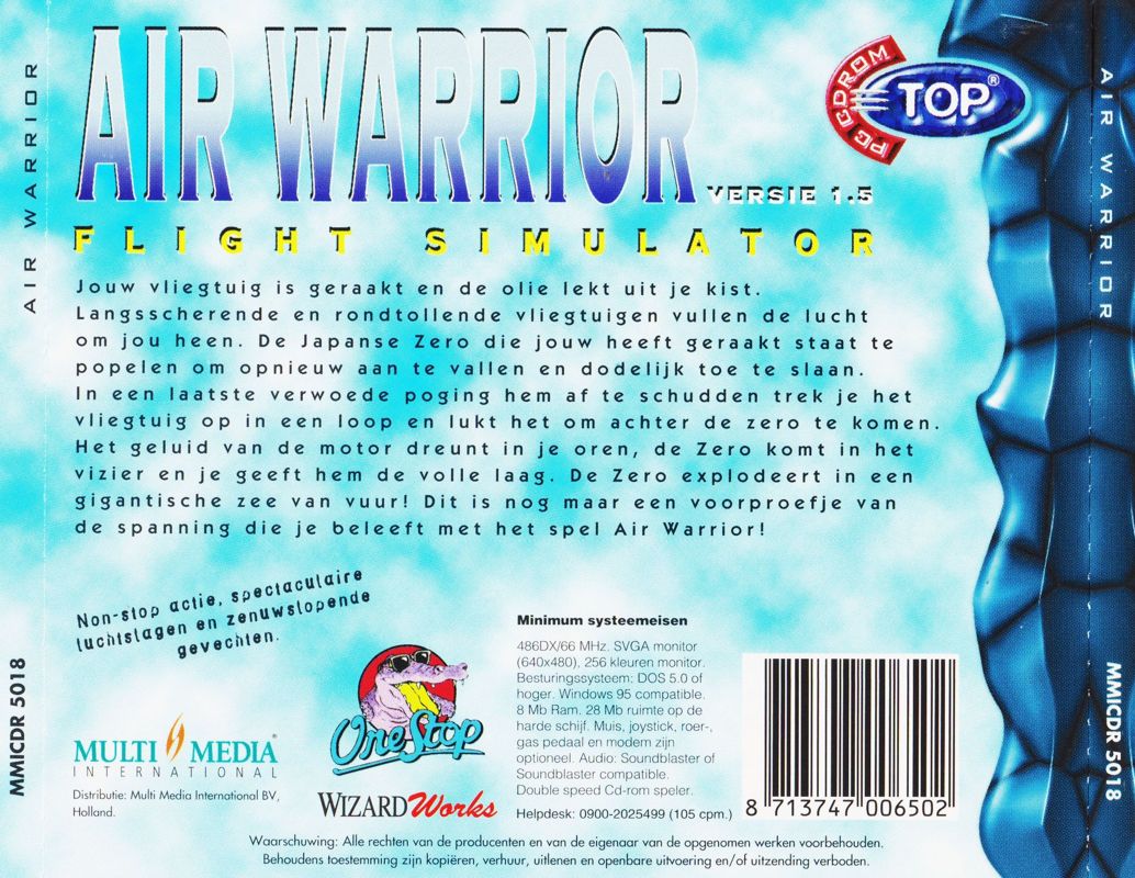 Back Cover for Air Warrior (DOS) (Multi Media International's TOP series release): Full Cover