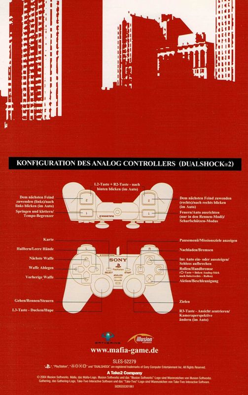 Manual for Mafia (PlayStation 2): Back