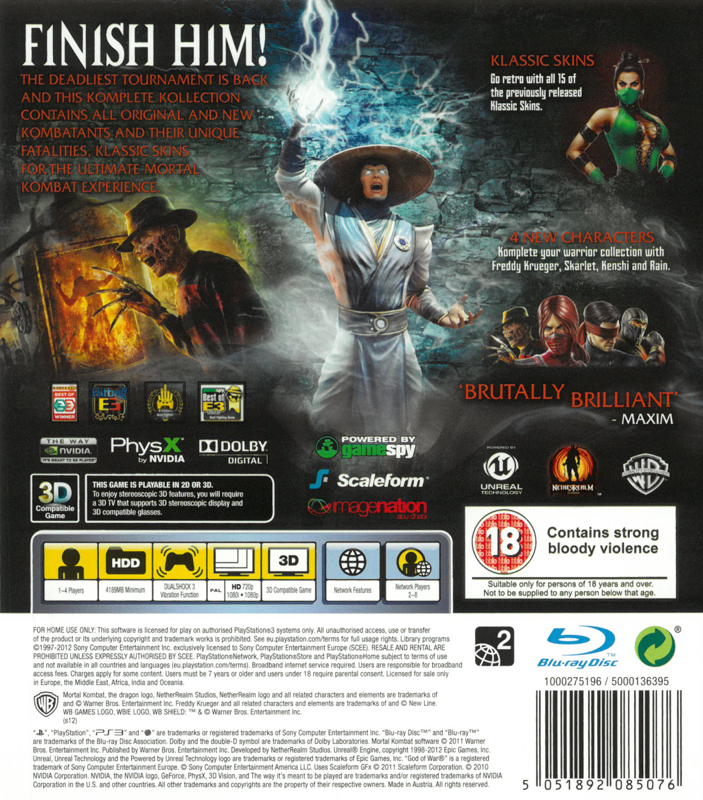 Mortal Kombat: Komplete Edition cover or packaging material - MobyGames