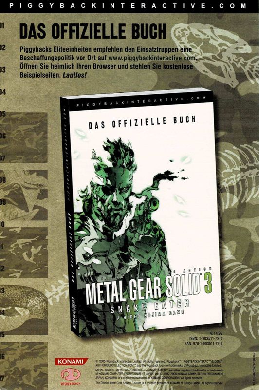 Advertisement for Metal Gear Solid 3: Snake Eater (PlayStation 2) (Platinum release - alternate): Back