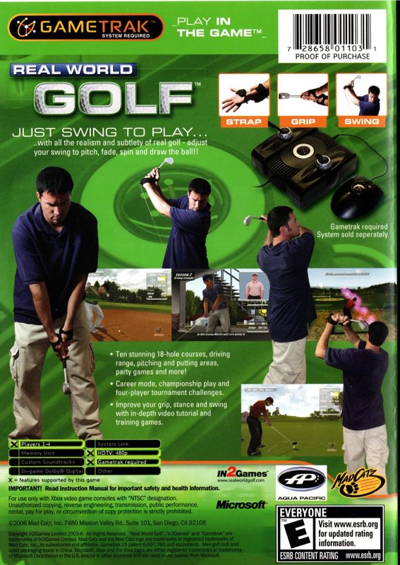 Back Cover for Real World Golf (Xbox)