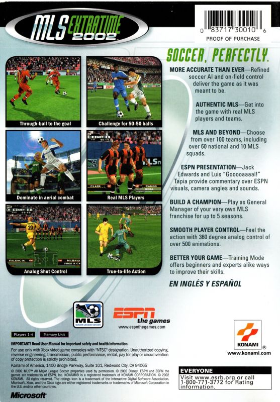 Back Cover for ESPN MLS ExtraTime 2002 (Xbox)
