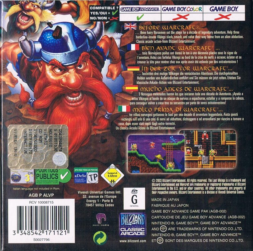 Back Cover for The Lost Vikings (Game Boy Advance)