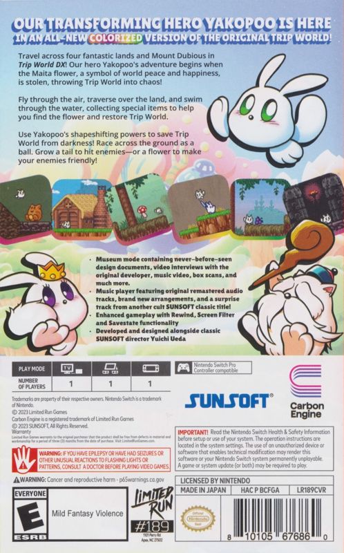 Back Cover for Trip World DX (Nintendo Switch) (Limited Run Games release)