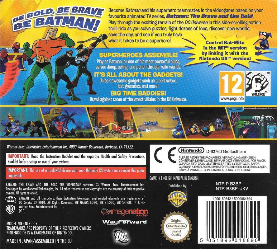 Back Cover for Batman: The Brave and The Bold - The Videogame (Nintendo DS)