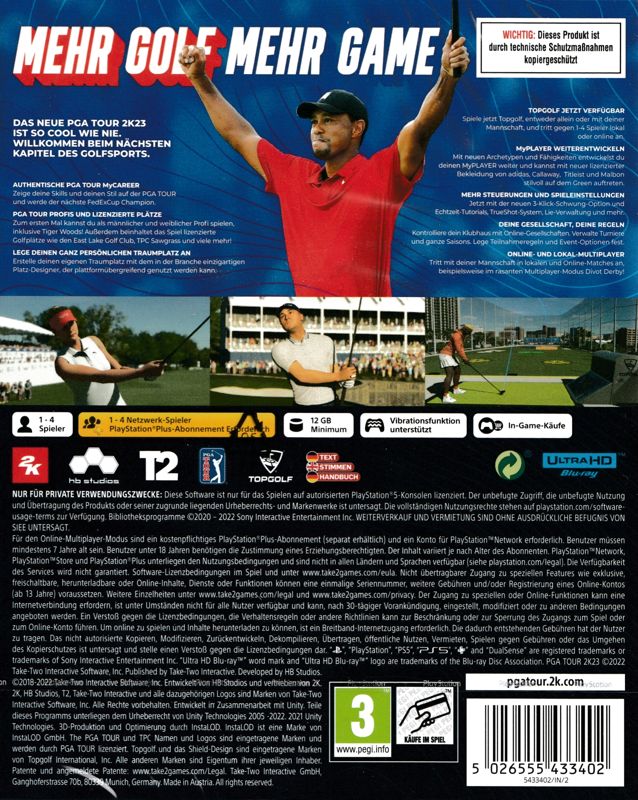 Back Cover for PGA Tour 2K23 (PlayStation 5)