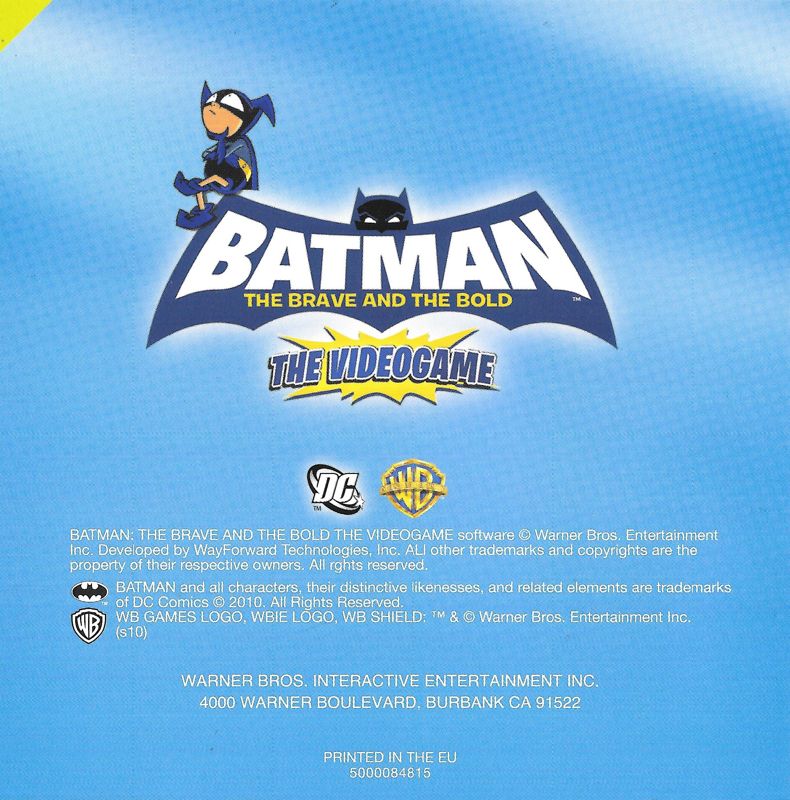 Manual for Batman: The Brave and The Bold - The Videogame (Nintendo DS): Back