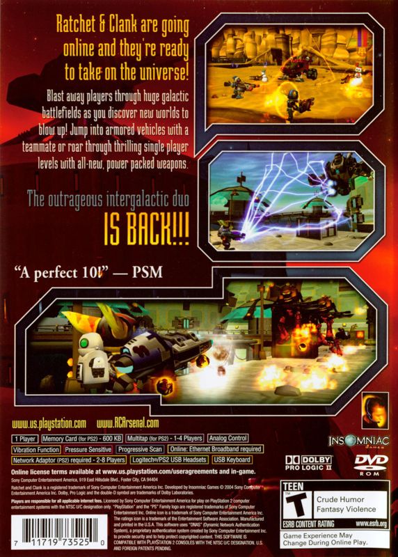 Back Cover for Ratchet & Clank: Up Your Arsenal (PlayStation 2)