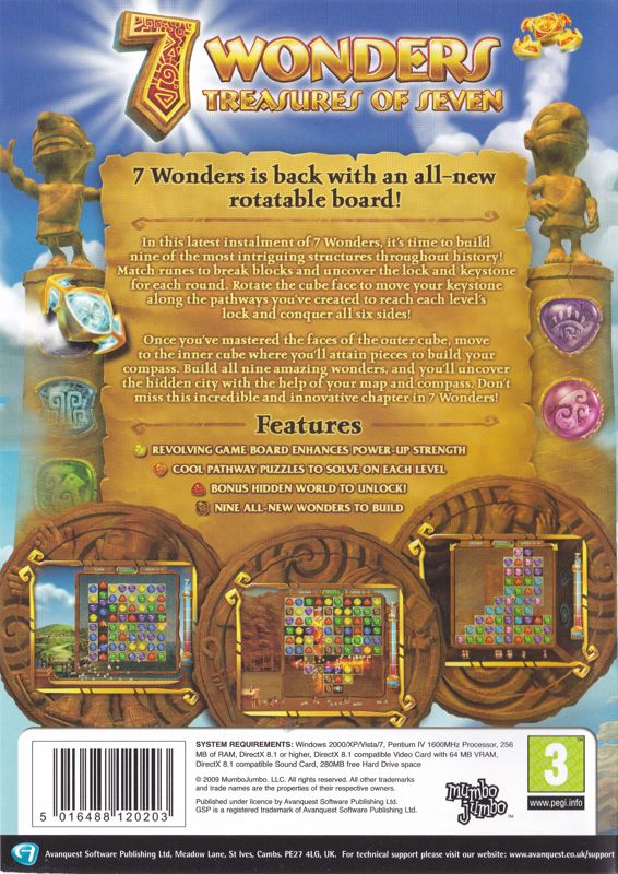 Back Cover for 7 Wonders: Treasures of Seven (Windows) (Click & Play Games release)