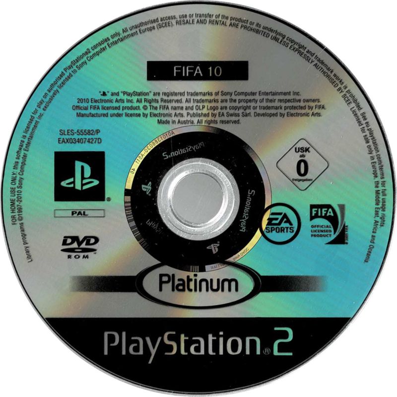 Media for FIFA Soccer 10 (PlayStation 2) (Platinum release)