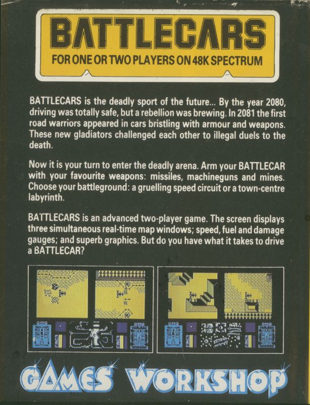 Back Cover for Battlecars (ZX Spectrum)