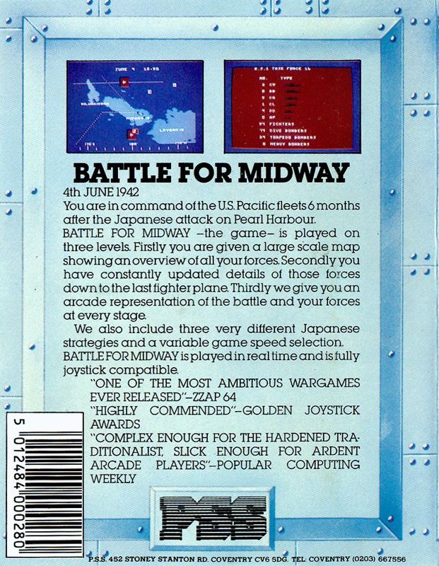 Back Cover for Battle for Midway (ZX Spectrum)