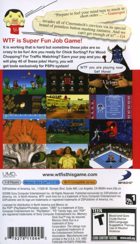 Back Cover for WTF: work time fun (PSP)