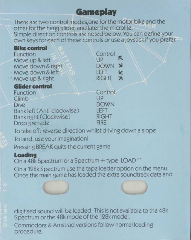 Inside Cover for Glider Rider (ZX Spectrum)
