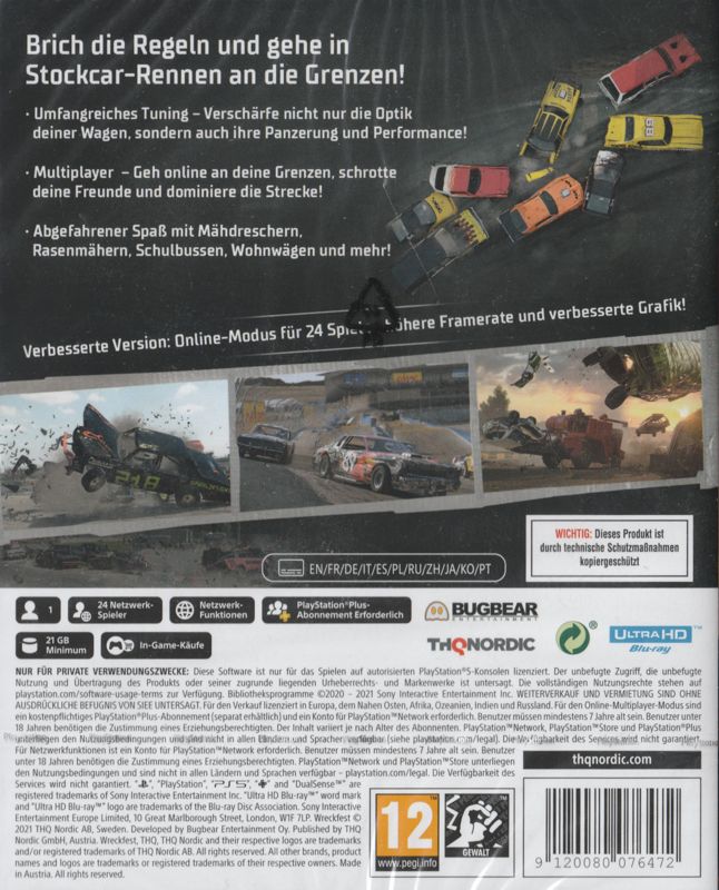 Back Cover for Wreckfest (PlayStation 5)