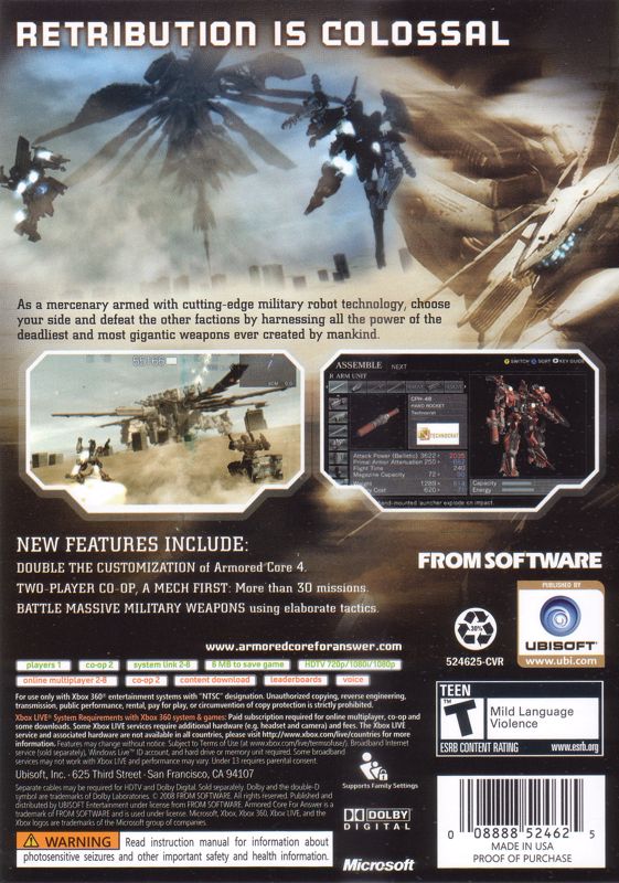 Armored Core: For Answer cover or packaging material - MobyGames