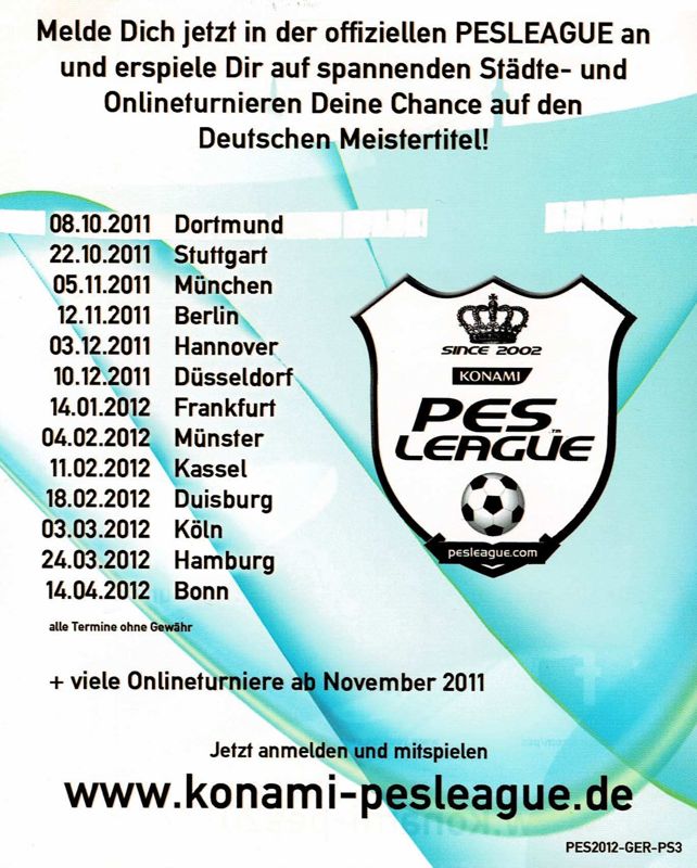 Advertisement for PES 2012: Pro Evolution Soccer (PlayStation 3) (Platinum release): Back