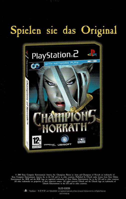 Manual for Champions: Return to Arms (PlayStation 2): Back