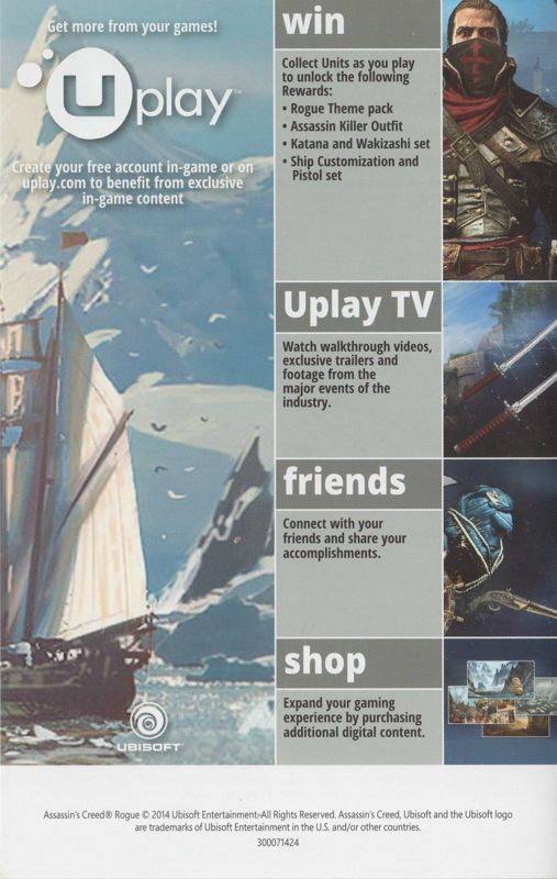Manual for Assassin's Creed: Rogue (Xbox 360): back