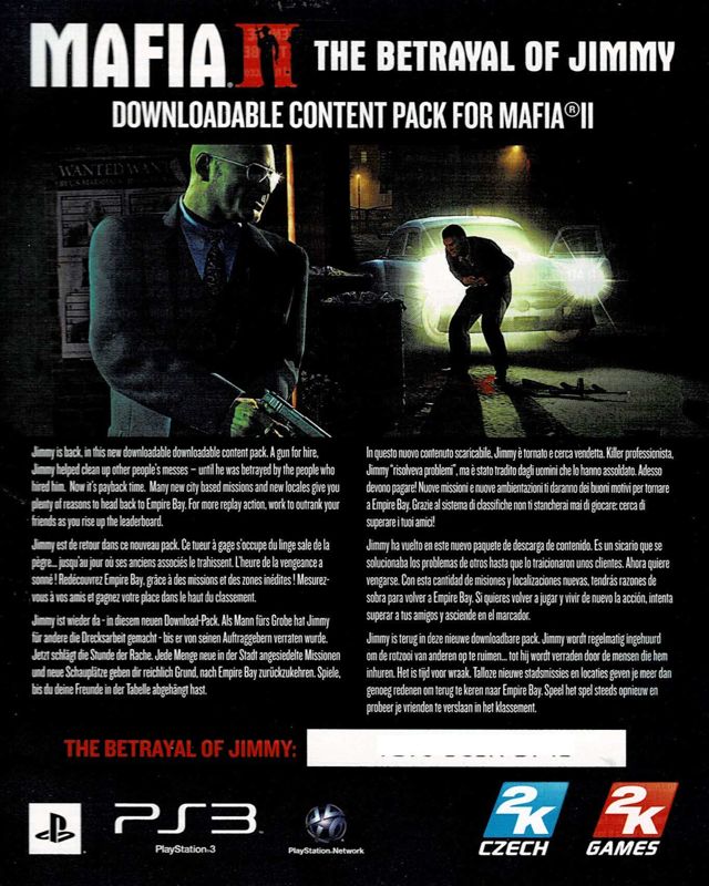 Extras for Mafia II (PlayStation 3): DLC Code - Front