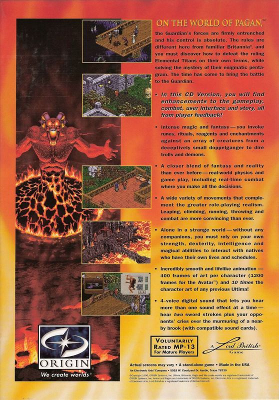 Back Cover for Pagan: Ultima VIII (DOS) (Publisher's Choice limited release)