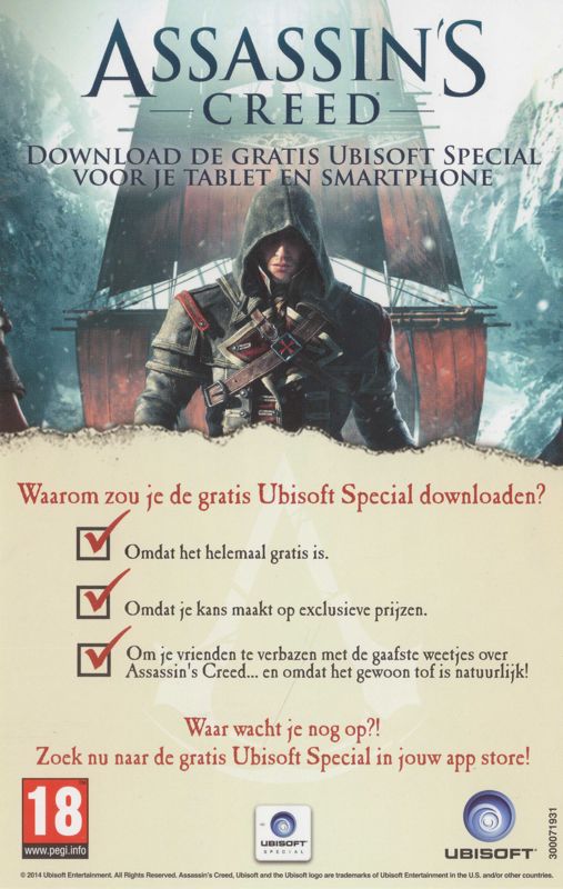 Advertisement for Assassin's Creed: Rogue (Xbox 360): Ubisoft Special app advertisement