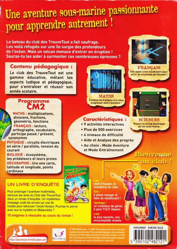 Back Cover for ClueFinders: 5th Grade Adventures (Windows) (Mindscape Jeunesse release (2007))