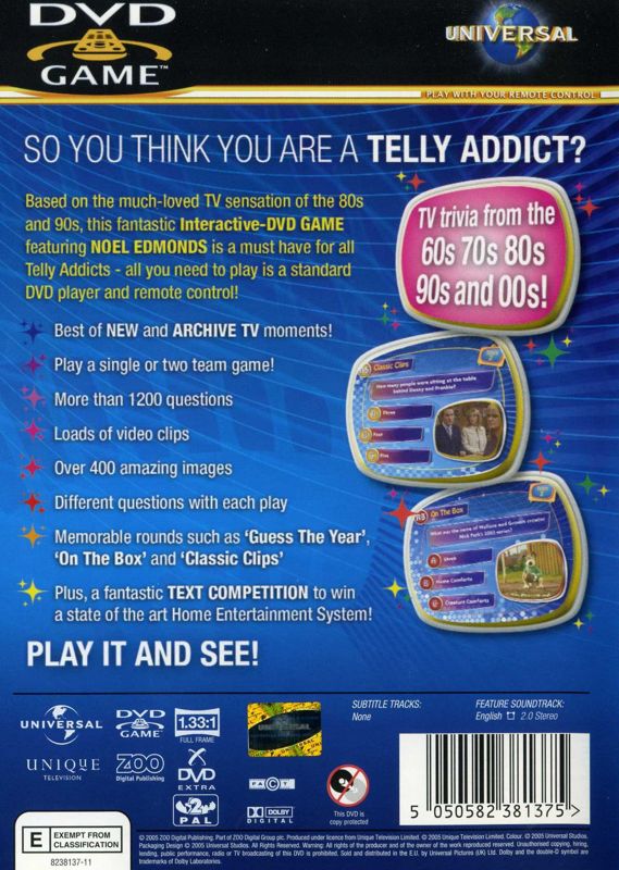 Back Cover for Telly Addicts (DVD Player)